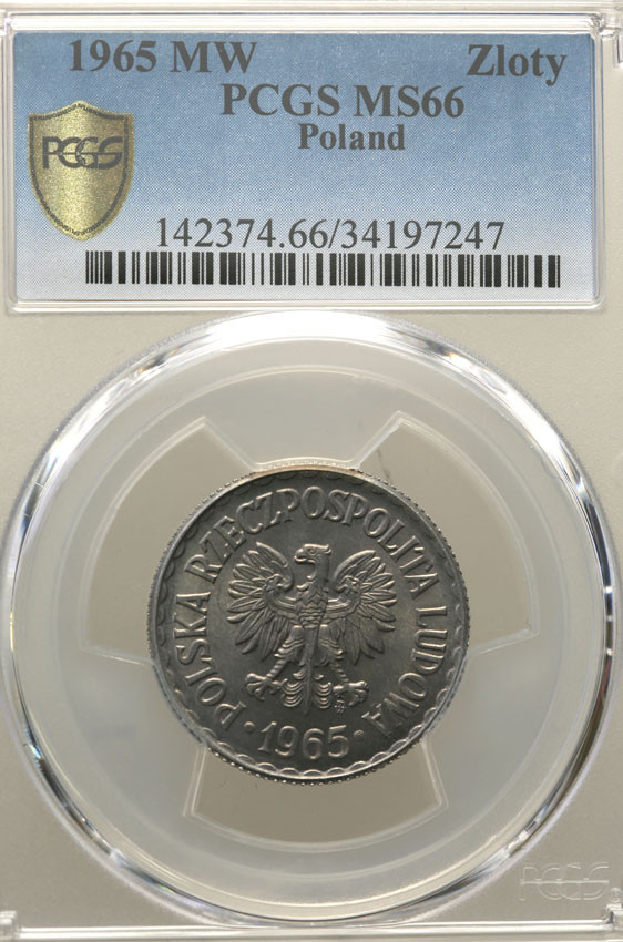 PRL. 1 złoty 1965 PCGS MS66